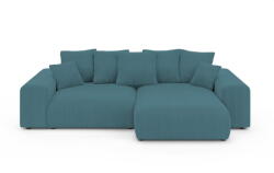 Ropez Türkiz kordbársony kinyitható tárolóhelyes sarokkanapé Luma - Ropez