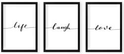 Vavien Artwork Kép szett 3 db-os 24x29 cm Life Laugh Love - Vavien Artwork
