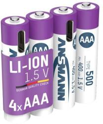 ANSMANN AAA típusú Li-ion, min. 400mAh, töltőelektronikával, USB-C (14691)
