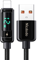 Mcdodo USB-A - Lightning adatkábel (CA-9940), 3A, digitális kijelző, 1.2m - Fekete