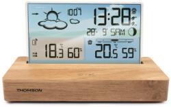 Thomson CT600, Kettős Ébresztés, DCF, USB C, Hőmérséklet, Páratartalom, Fa-Fekete, Időjárás Állomás Ébresztőórával (CT600)