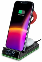 Thomson CL750IA, 10 W Wireless töltés, USB C, LED töltésjelző, Fekete, Töltőállomás, Ébresztőóra, Éjszakai fény (CL750IA)