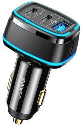 USAMS C24 autós töltő 2xUSB-C + 1xUSB 105W gyorstöltő fekete (US-CC141)