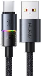 Mcdodo Data Cable (CA-8180) 7 színes világítással, USB-A-ról USB-C-re, 6A, 1.2m - Fekete Mcdodo