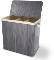 Juskys Coș de rufe cu 3 compartimente, bambus, 150L, gri (300349)