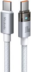 Mcdodo USB-C to USB-C Fehér Mcdodo - Data Cable (CA-5582) töltőfényes átlátszó kábel, 100W, 1, 2m