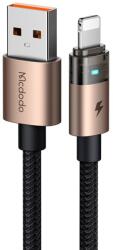 Mcdodo USB-A Lightning adatkábel (CA-6911) töltési fénnyel, átlátszó kábel, 1, 2m - Sivatagi arany