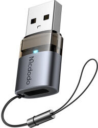 Mcdodo OTG Adapter Mcdodo (OT-7580) - Type-C to USB3.0, Alumínium Ötvözet, Töltés és Adatszinkronizálás, Jelzőfénnyel, Nyakpánttal - Fekete