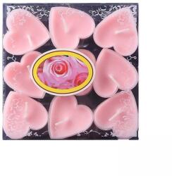 Flippy 9 db-os szív alakú gyertya készlet, Flippy, Valentin-napra, Rózsaillat, Égési idő 3, 5 óra, Paraffin, 4 x 2 cm, Rózsaszín (134536)