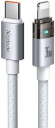 Mcdodo USB-C to Lightning Fehér Mcdodo Data Cable (CA-6942) - Töltésjelzős, Átlátszó Kábel, 36W, 1.2m