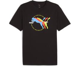 PUMA Puma, Kerek nyakú logós póló, Fekete, Sárga, Világoskék, S (684826-01-S)