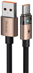 Mcdodo CA-6891 Adatkábel töltőfénnyel, USB-C - USB-A, Átlátszó kábel, 6A, 1.2m - Sivatagi arany