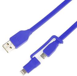 Tylt Cablu de date Tylt Flyp-Duo, Lightning/MicroUSB, 1m, USB Reversibil (Albastru)