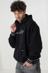 Karl Kani Karl Kani, Ejtett ujjú logós pulóver kapucnival, Fekete, Sötétszürke, L (60210341-BLACK-L)