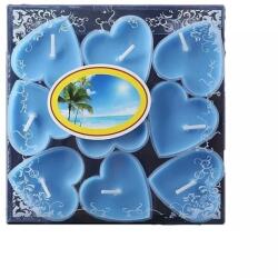 Flippy 9 db-os szív alakú gyertya készlet, Flippy, Valentin-napra, trópusi aroma, égési idő 3, 5 óra, paraffin, 4 x 2 cm, kék (134535)