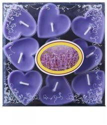 Flippy 9 db-os szív alakú gyertya készlet, Flippy, Valentin-napra, Levendula illat, Égési idő 3, 5 óra, Paraffin, 4 x 2 cm, Lila (134533)