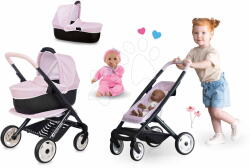 Smoby Set cărucior combinație triplă Puschair Pink Maxi Cosi&Quinny Smoby cu păpușă dev30 cm Bébé Calin Maria (SM253121-8)