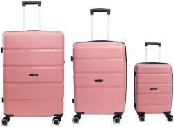 Aventor Bőrönd Szett Aventor AV102, 1 kézipoggyász és 2 feladott poggyász, polipropilén, TSA zárral, 4 dupla 360°-os kerékek, rózsaszín
