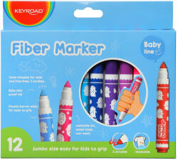 Keyroad Rostirón, filctoll készlet, 5 mm, 12 db/bliszter, Keyroad Jumbo, vegyes színek (KR972320) - toptoner