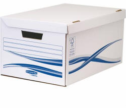 Fellowes Csapófedeles archiválókonténer, karton, nagy, 6 db Archiválódobozzal, FELLOWES "Bankers Box Basic", kék-fehér