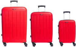 Aventor Bőrönd Szett Aventor AV101, 1 kézipoggyász és 2 feladott poggyász +20% kapacitás, lopásgátló cipzár, polipropilén, TSA zárral, 4 dupla 360°-os kerékek, piros