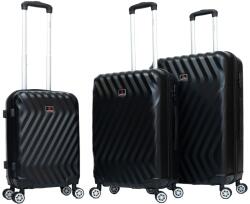 Aventor Bőrönd Szett, Aventor AV104, 1 kézipoggyász és 2 feladott poggyász, 100% ABS, zárral, 4 dupla 360°-os kerékek, fekete