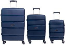 Aventor Bőrönd Szett Aventor AV102, 1 kézipoggyász és 2 feladott poggyász, polipropilén, TSA zárral, 4 dupla 360°-os kerékek, sötétkék