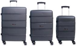 Aventor Bőrönd Szett Aventor AV102, 1 kézipoggyász és 2 feladott poggyász, polipropilén, TSA zárral, 4 dupla 360°-os kerékek, antracit