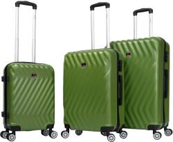 Aventor Bőrönd Szett, Aventor AV104, 1 kézipoggyász és 2 feladott poggyász, 100% ABS, zárral, 4 dupla 360°-os kerékek, zöld