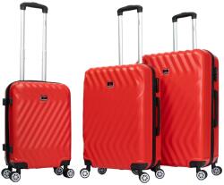 Aventor Bőrönd Szett, Aventor AV104, 1 kézipoggyász és 2 feladott poggyász, 100% ABS, zárral, 4 dupla 360°-os kerékek, piros