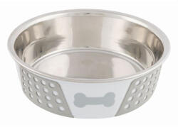 TRIXIE szilikonnal bevont fém tál 1, 4l/21cm fehér/szürke