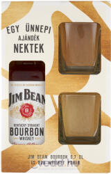 Jim Beam Whisky 0, 7L Díszdoboz + 2Pohár (DRS)*