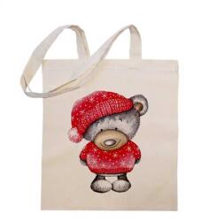 WONDEX Vászontáska grafikai 38x42x0, 3cm Maci piros sapkában-sálban