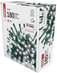EMOS LED karácsonyi fényfüzér, 18 m, kültéri és beltéri, hideg fehér, programokkal D4AC09 (D4AC09)