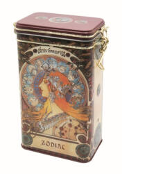  Csatos fémdoboz, dombornyomott 11x18x7, 4cm, Mucha Zodiac (FRI.19399)