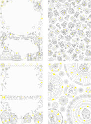 Stick Art Üdvözlőlap szett 4 Darab/cs szinezhető csillámos születésnap minta (FELKSZ5633)