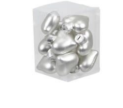  Szív üveg 40mm 12db/ szett matt ezüst