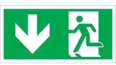  Sorozattábla, Menekülési út le (bal, ISO), utánvilágító PVC