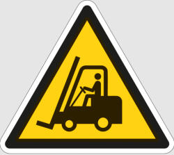  Munkagép-közlekedés! matrica / padlójelölő (ISO 7010-W014 piktogram) PVC 0, 75 mm+kétoldalas ragasztó 300x260mm