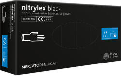 Mercator Medical Black púdermentes nitril egyszer használatos kesztyű, 100db / doboz