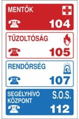  Sorozattábla, PVC 160x250 (Segélykérő telefonszámok)
