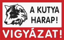  Tábla PVC 1mm, A kutya harap! Vigyázat! , 160x100mm