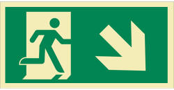  MENEKÜLÉSI ÚT JOBBRA, LÉPCSŐN LE (ISO), Utánvilágító öntapadó, 300x150