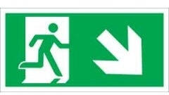  Sorozattábla, Menekülési út jobbra, lépcsőn le (ISO), utánvilágító PVC