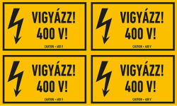  VIGYÁZZ! 400 V! , vinil öntapadó, 100x60