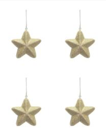  Csillag alakú, arany színű 3D karácsonyfadísz, 4 db - 10 cm