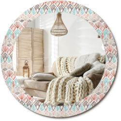  Függő tükör, 70cm, üveg, etnikai minta, csiszolt élek, 4mm vastag, fém medálokkal rögzítés (010090550100300012782)