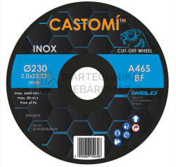  CASTOMÍ INOX vágókorong 230x2, 0x22, 2 A46S-BF
