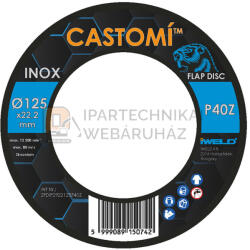  CASTOMÍ INOX lamellás csiszolótárcsa F29 kúpos 125x22, 2 P40Z