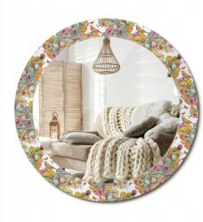  Modern dekoratív kerek tükör nyomott mintával 70 cm Mesebeli virágok (010090550100300011202)